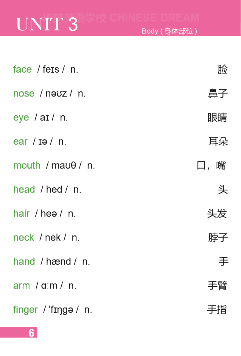 音频unit3 Body 身体部位 华梦教育